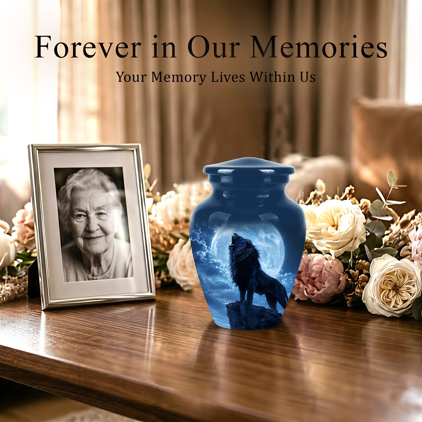 Roaring Lion Cremation Urn - Handcrafted Personalized Urns For Ashes