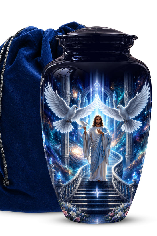 Jesus & White Dove Cremation Urn - Custom Spiritual Urns On Wholesale Price