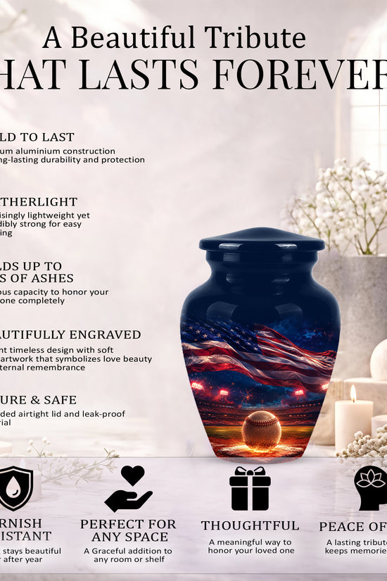 Baseball With American Flag - Custom Baseball Urns For Patriotic Human