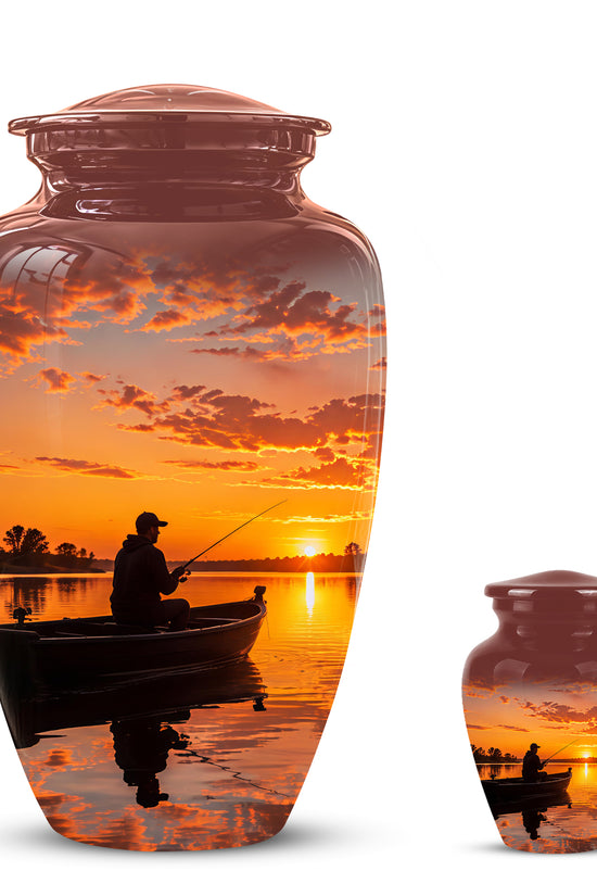 Fishing Sunset Cremation Urn - Beautiful Custom Urns For Dad On Sale