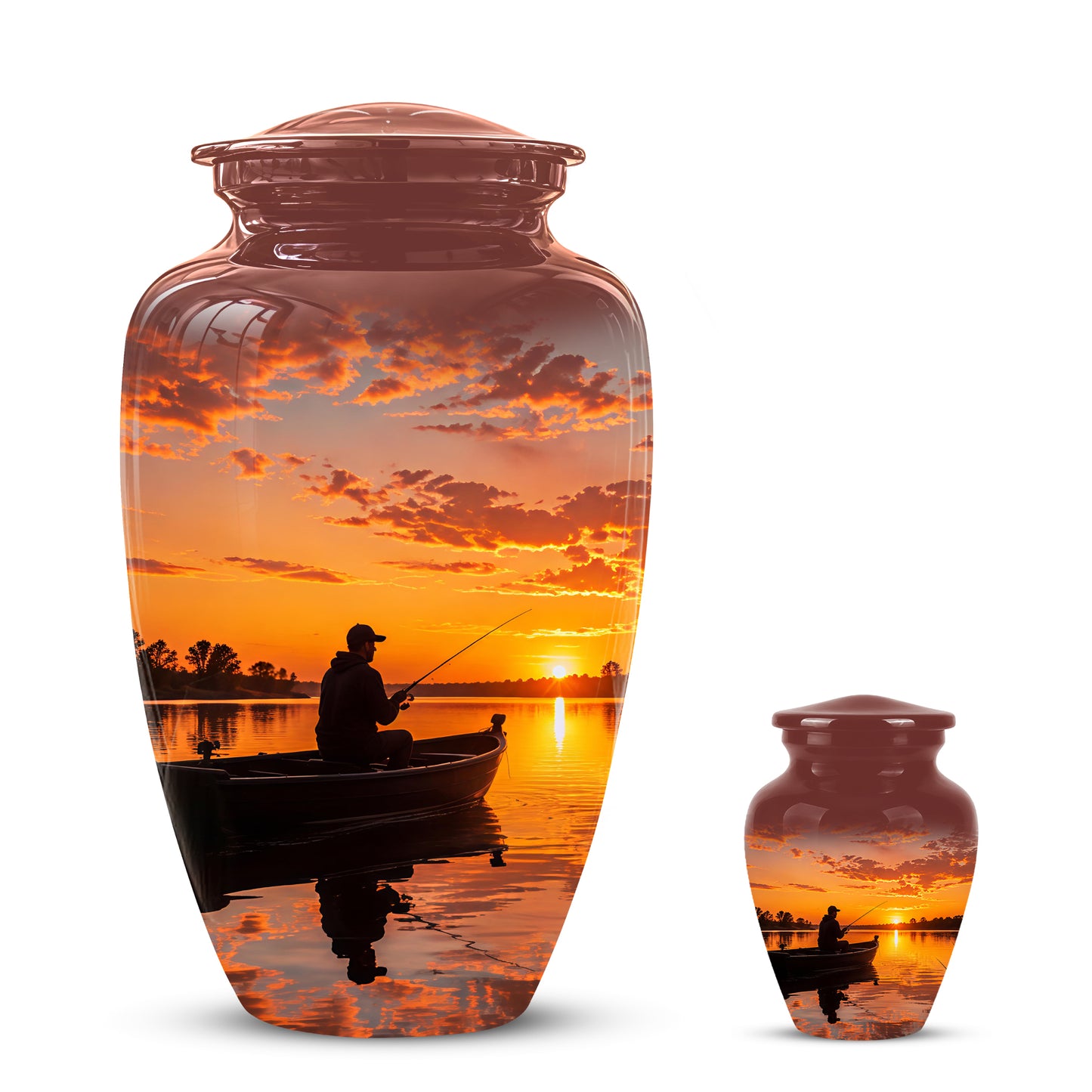 Fishing Sunset Cremation Urn - Beautiful Custom Urns For Dad On Sale