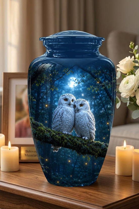 Starry Night Couple Owl Funeral Urn - Owl Funeral Urns For Loved Ones