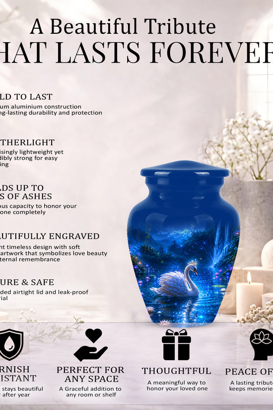 White Swan Memorial Urn - Custom Cremation Urns For Men & Women Ashes