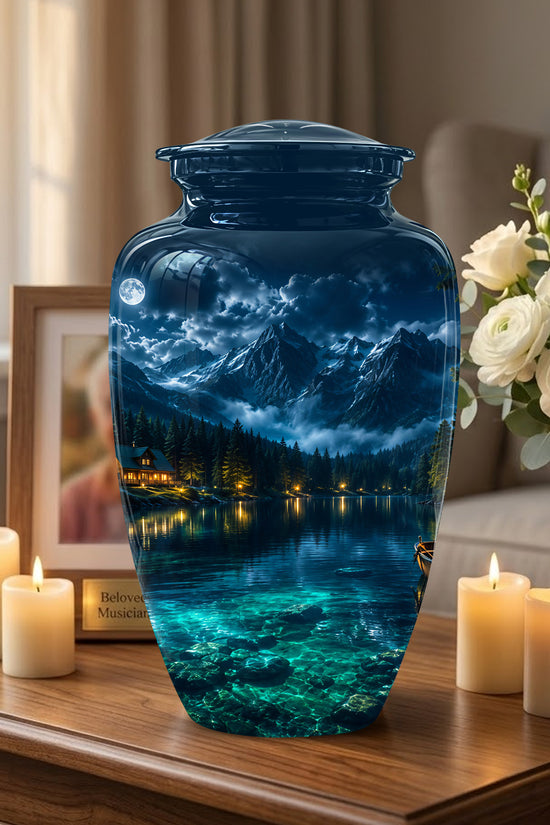 Mountain Lake Cremation Urn - Night Landscape Urns For Human Ashes