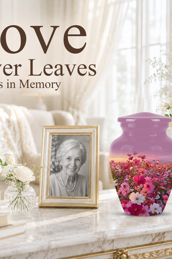 Flower Field Cremation Urn - Decorative Premium Funeral Urns On Sale