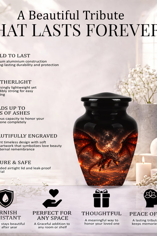 Dragon Fire Cremation Urn - Artistic Mythical Burial Urns For Human Ashes