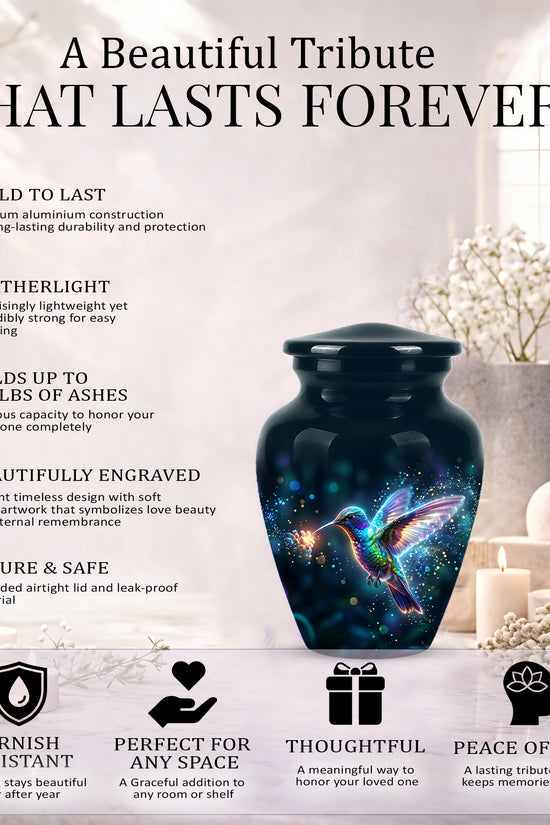 Celestial Colorful Hummingbird Cremation Urn - Majestic Funeral Urns