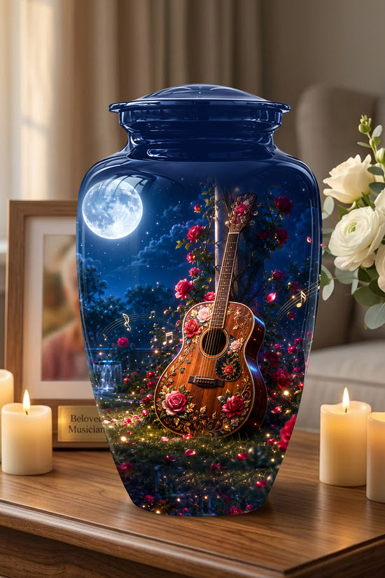 Starry Guitar Memorial Urn - Artistic Funeral Urns For Musicians Ashes