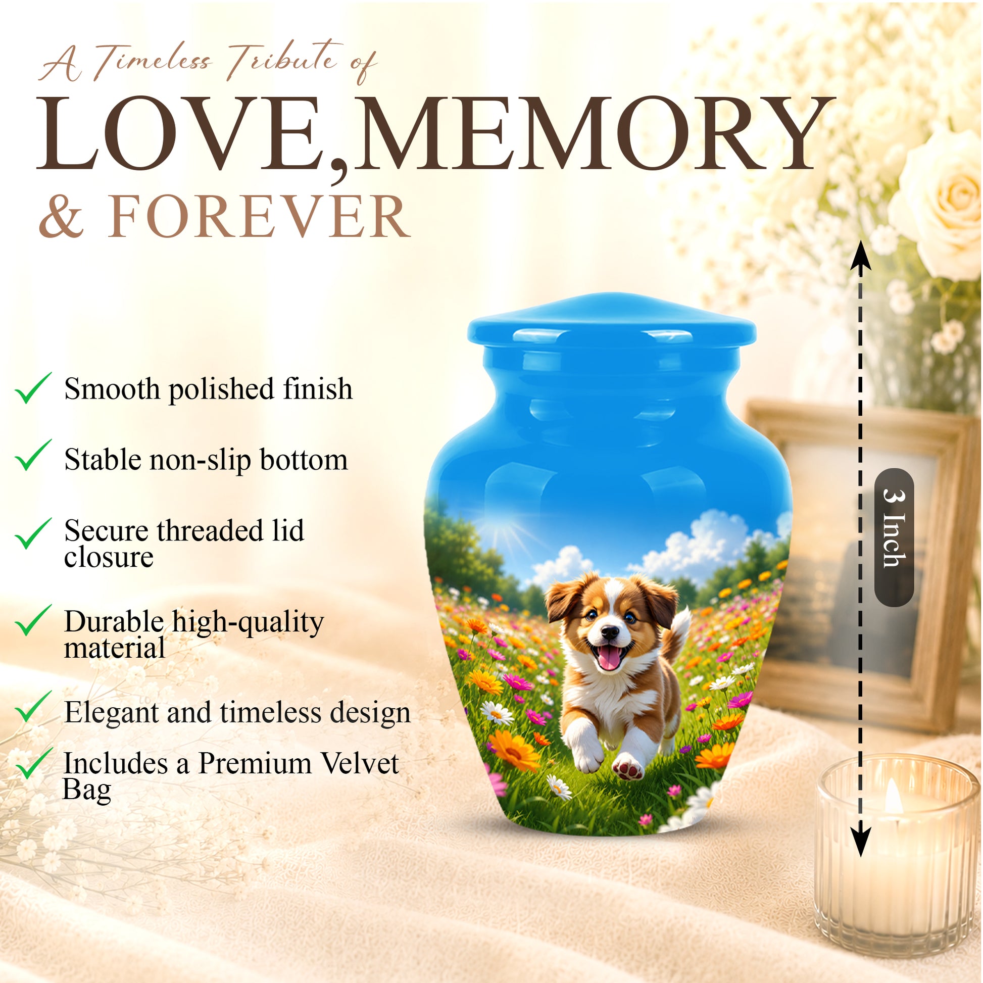 Personalized Dog Cremation Urn - Handcrafted Memorial Urns For Pet Ashes