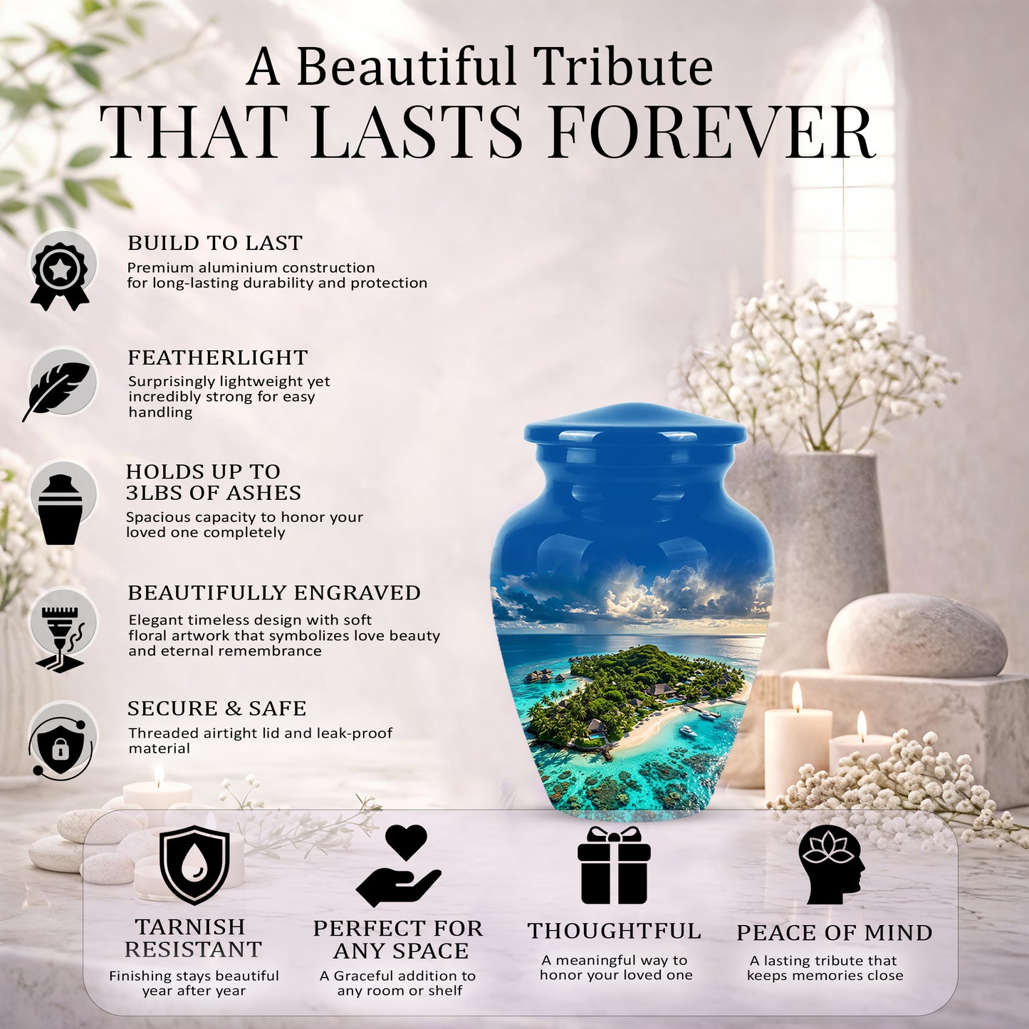 Beach Urns For Human Ashes - Custom Eternal Peaceful Tribute Urns
