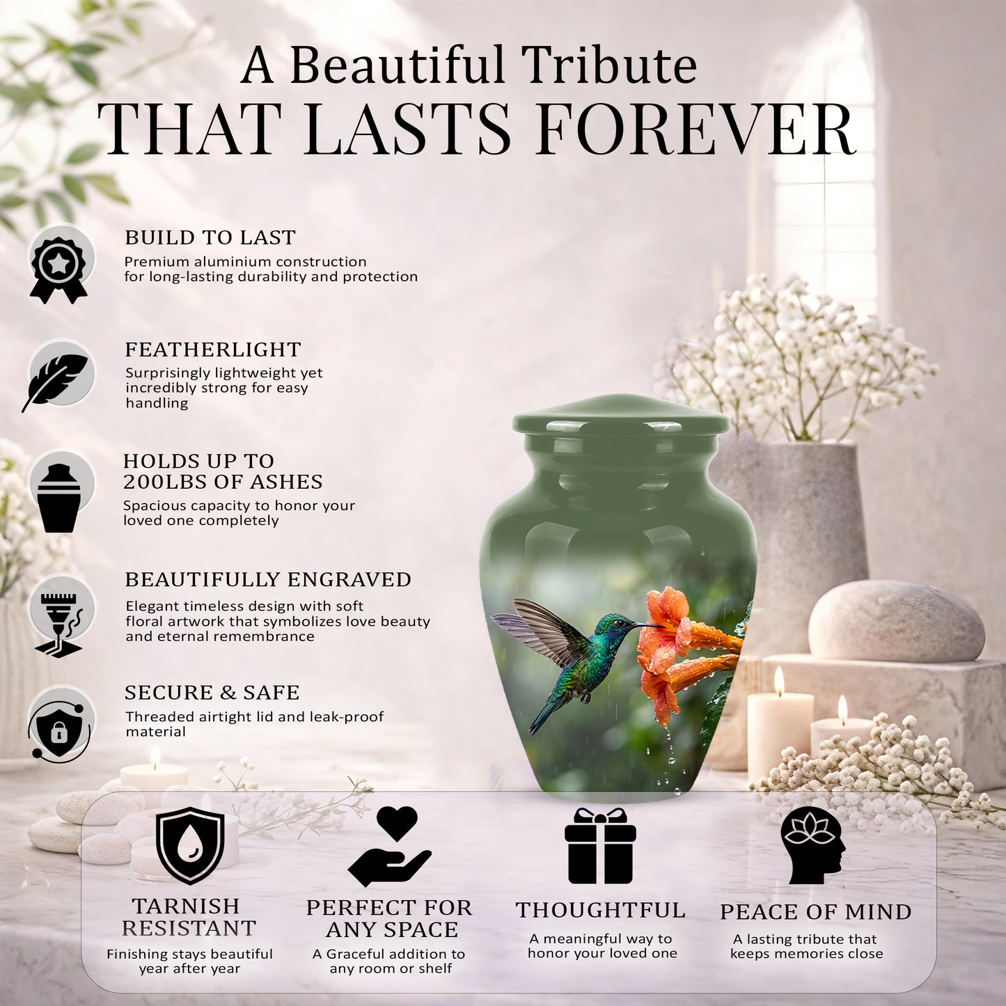 Hummingbird Memorial Urn for Ashes – Nature Inspired Design On Sale