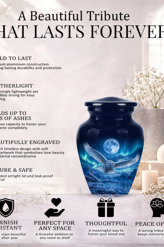 Flying Owl Memorial Urn - Night Owl Cremation Urns For Human Ashes