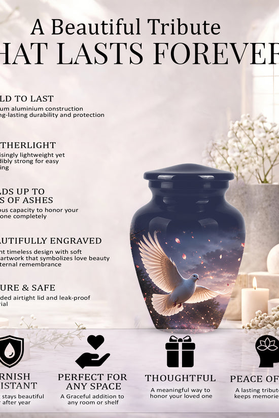 Flying White Dove Cremation Urn - Classic Memorial Urns For Adult Ashes