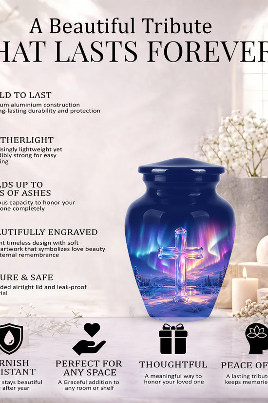 Celestial Cross Cremation Urn for Ashes – Peaceful Tribute Memorial Urn