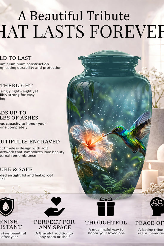 Hummingbird Cremation Urn for Ashes - Elegant Floral Memorial Urn