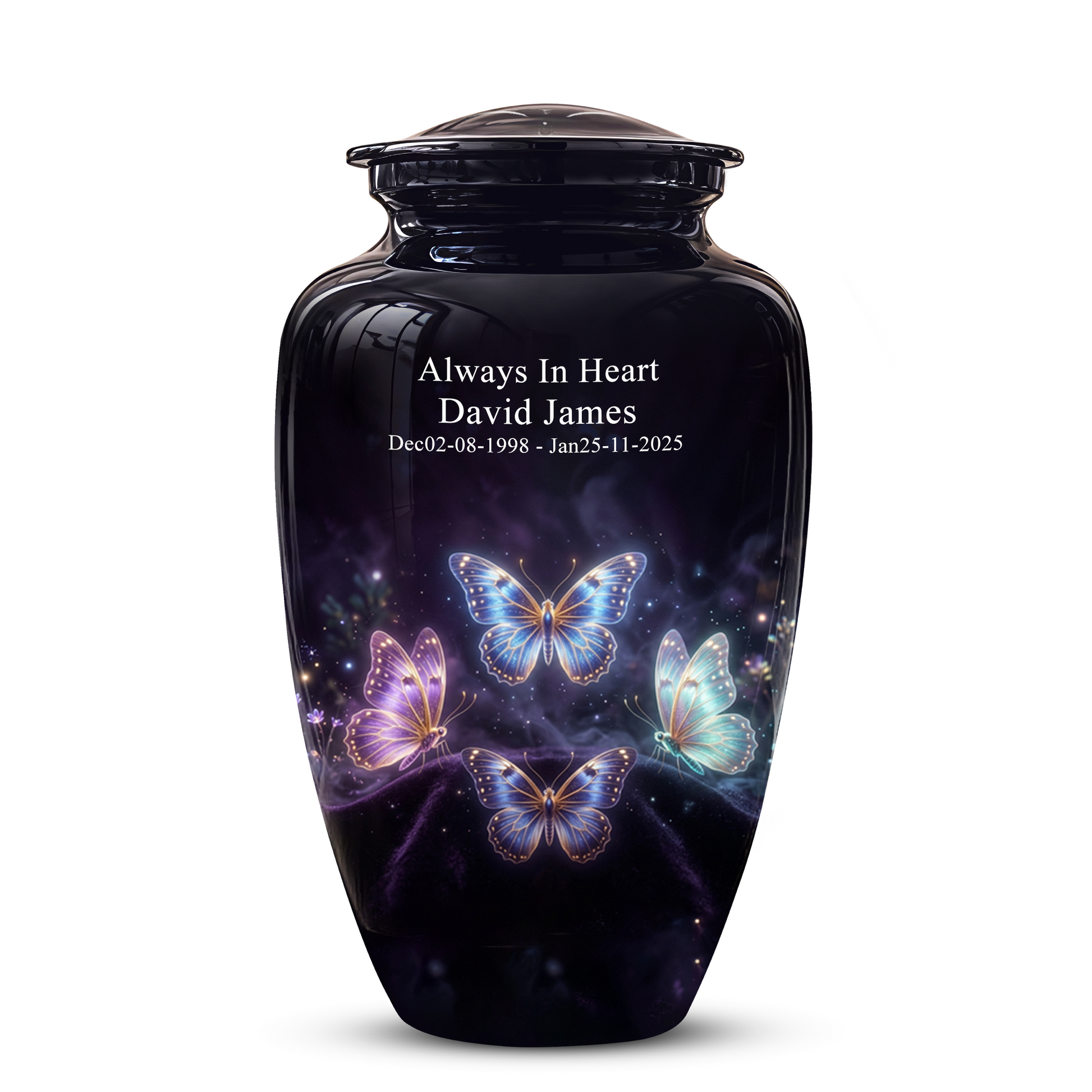 Flying Butterfly Urns For Mom Ashes - Handcrafted Black Cremation Urns
