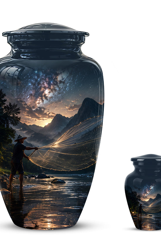 Fisherman Cremation Urn - Night Sky Memorial Urns For Human Ashes