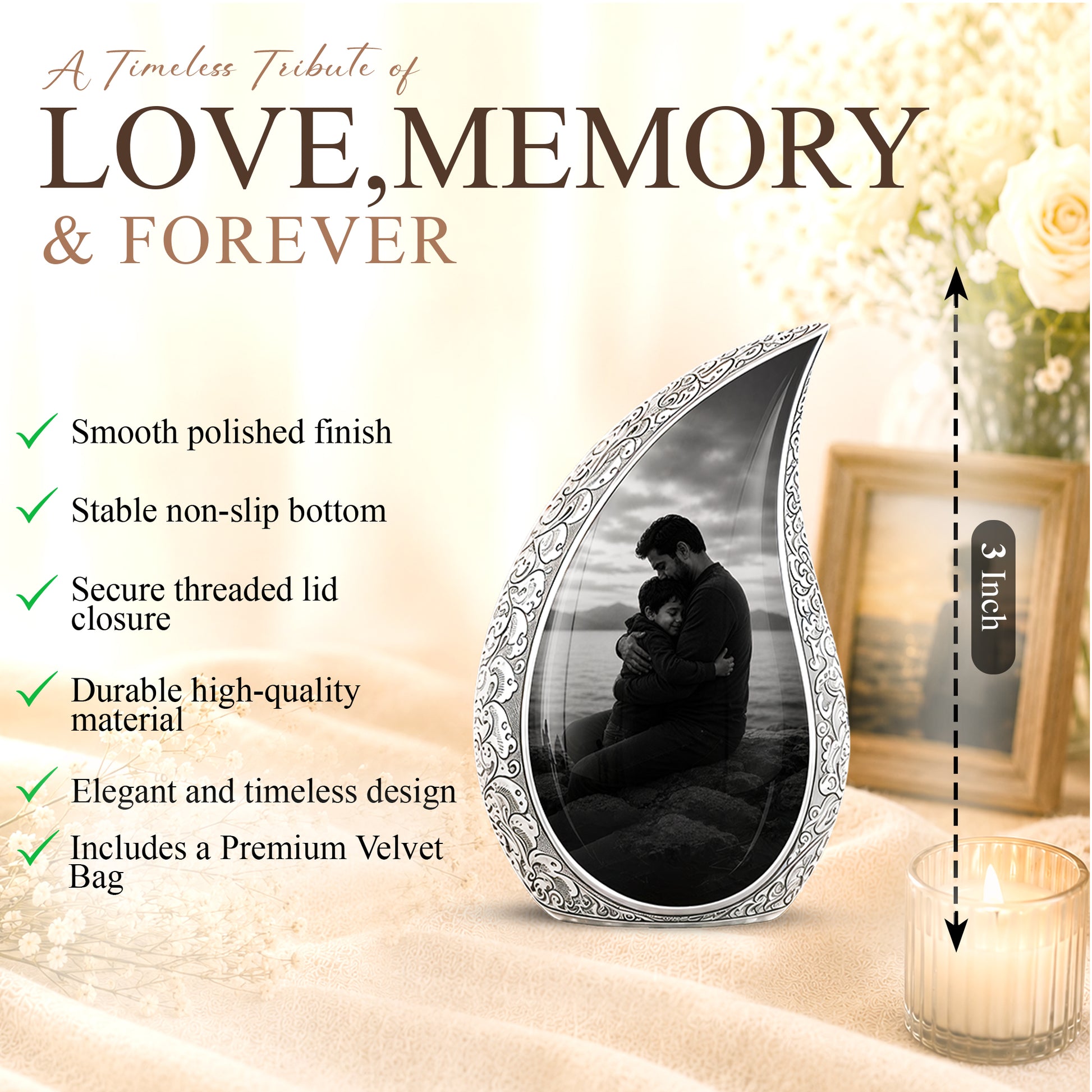 Personalized Father Cremation Urn - Memorial Tribute Urns For Fathers
