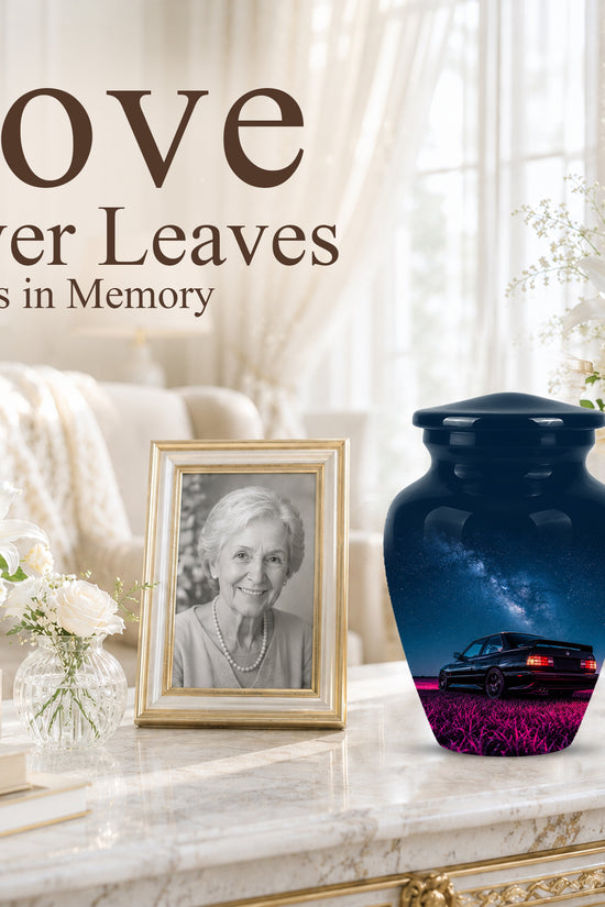Neon Sports Car Memorial Urn - Custom Galaxy Night Urns For Car Lovers