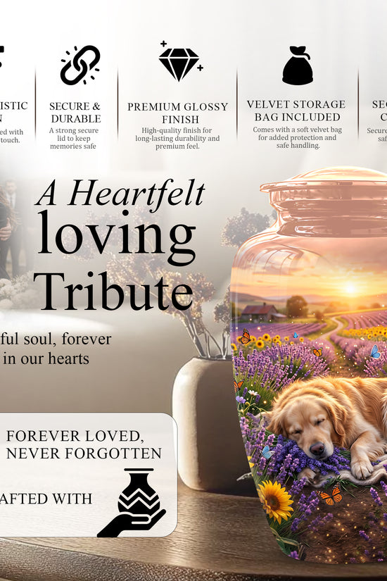 Golden Retriever Gog Memorial Urn - Personalized Pet Urns For Ashes