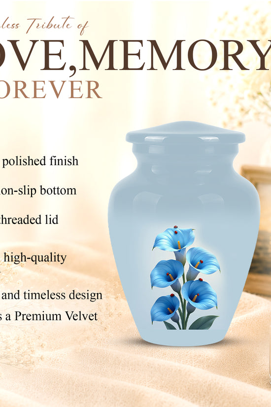 Personalized Blue Orchid Cremation Urn - Beautiful Urns For Women Ashes