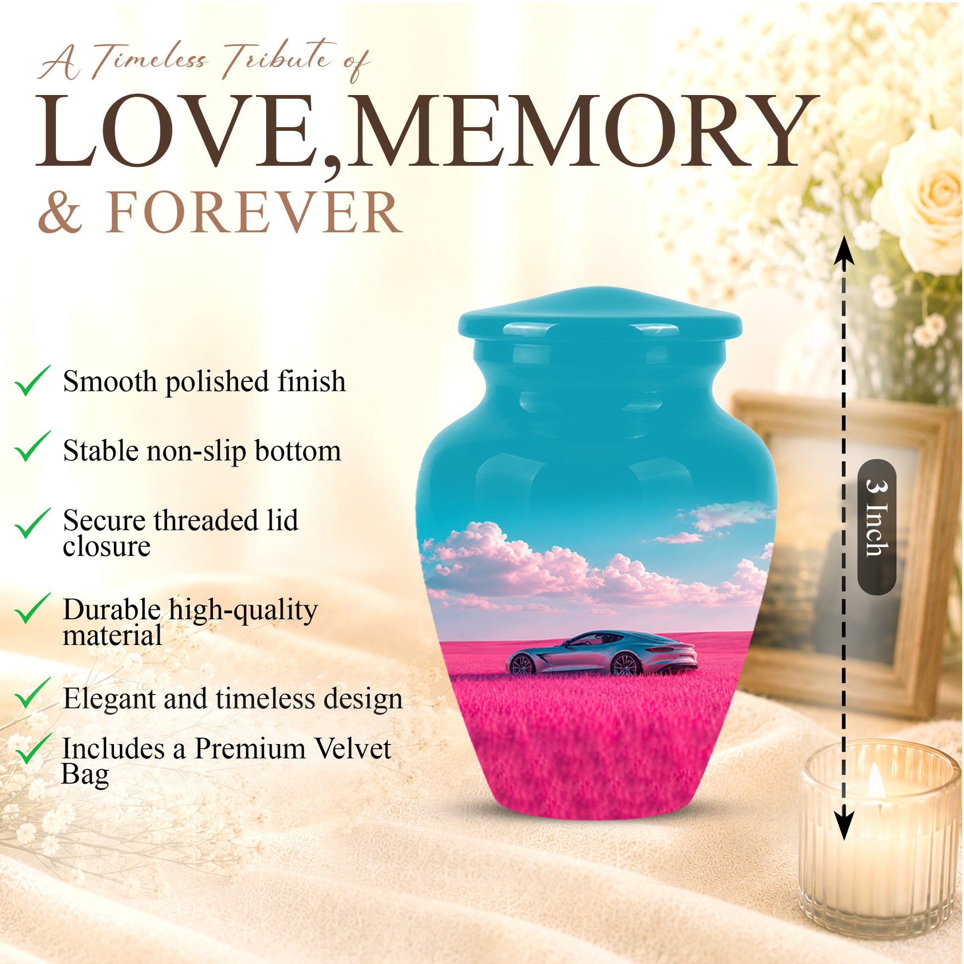 Personalized Sports Car Funeral Urn - Elegant Urns For Car Enthusiast