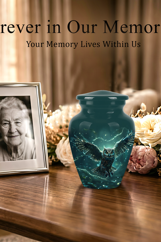 Flying Owl Cremation Urn - Night Owl Burial Urns For Human Ashes