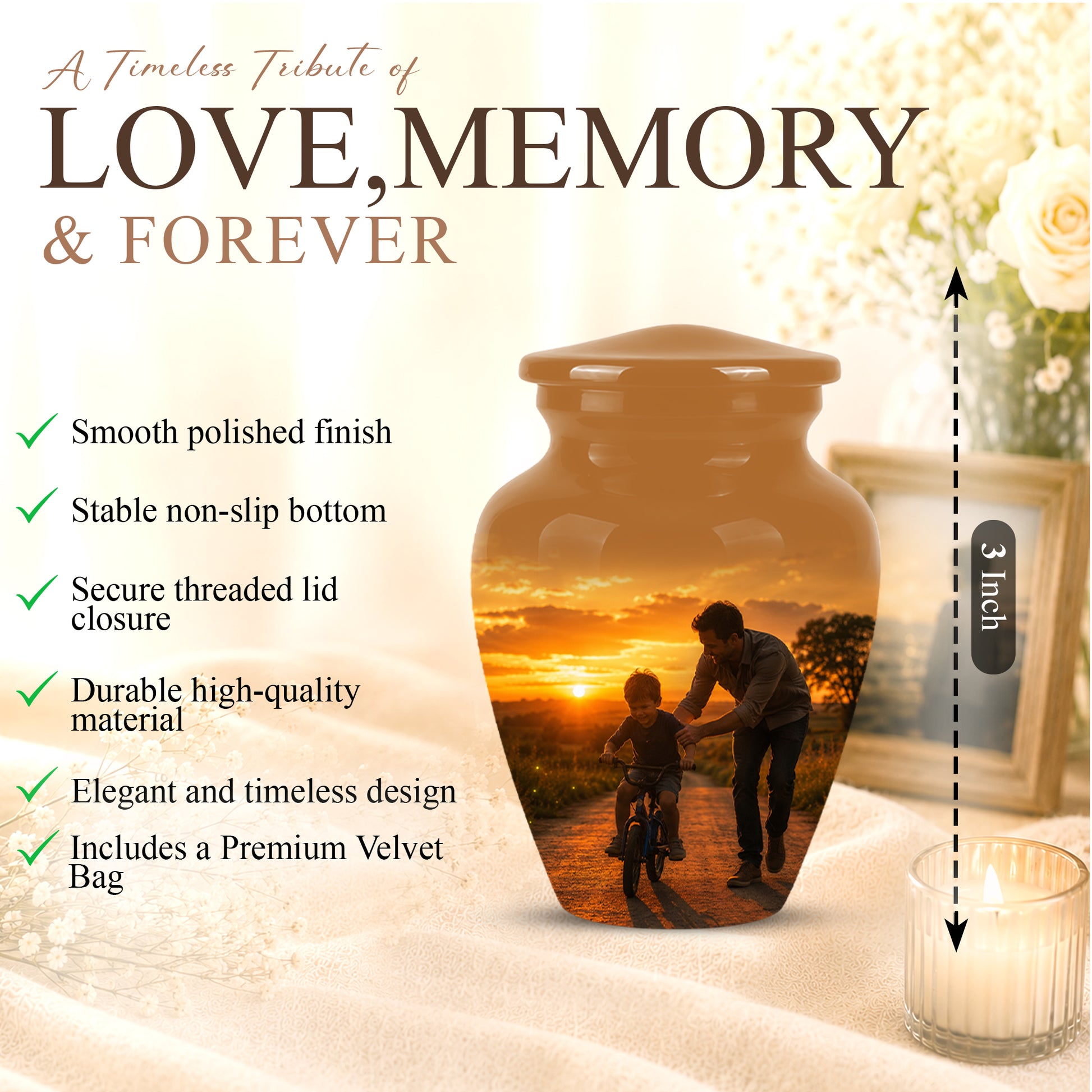 Father & Son Themed Urn - Handcrafted Custom Memorial Urns For Ashes