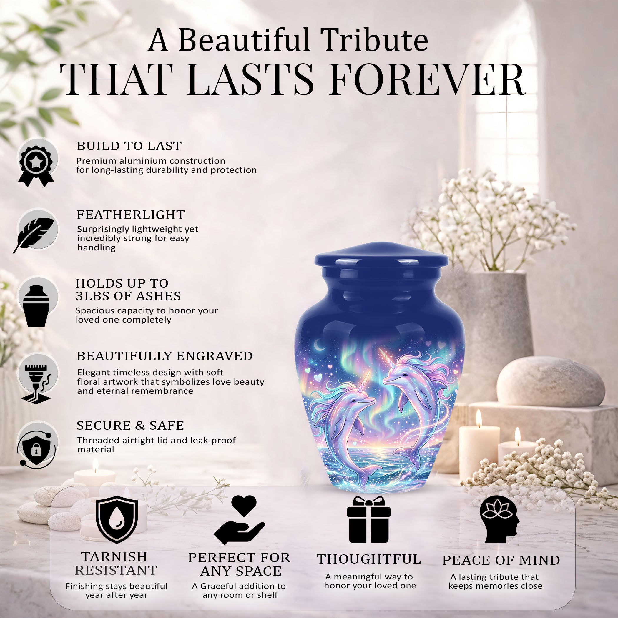 Baby Dolphin Cremation Urn - Personalized Artistic Urns For Human Ashes