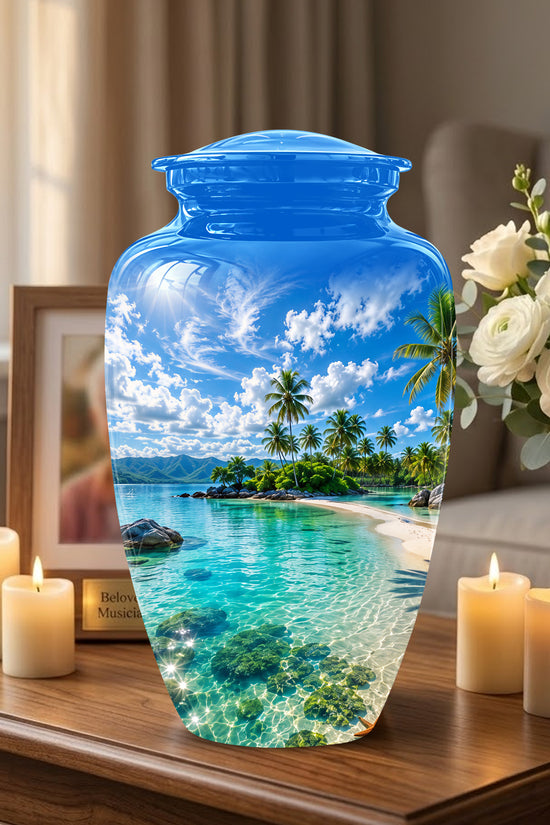 Beach Themed Burial Urn - Personalized Cremation Urns For Human Ashes