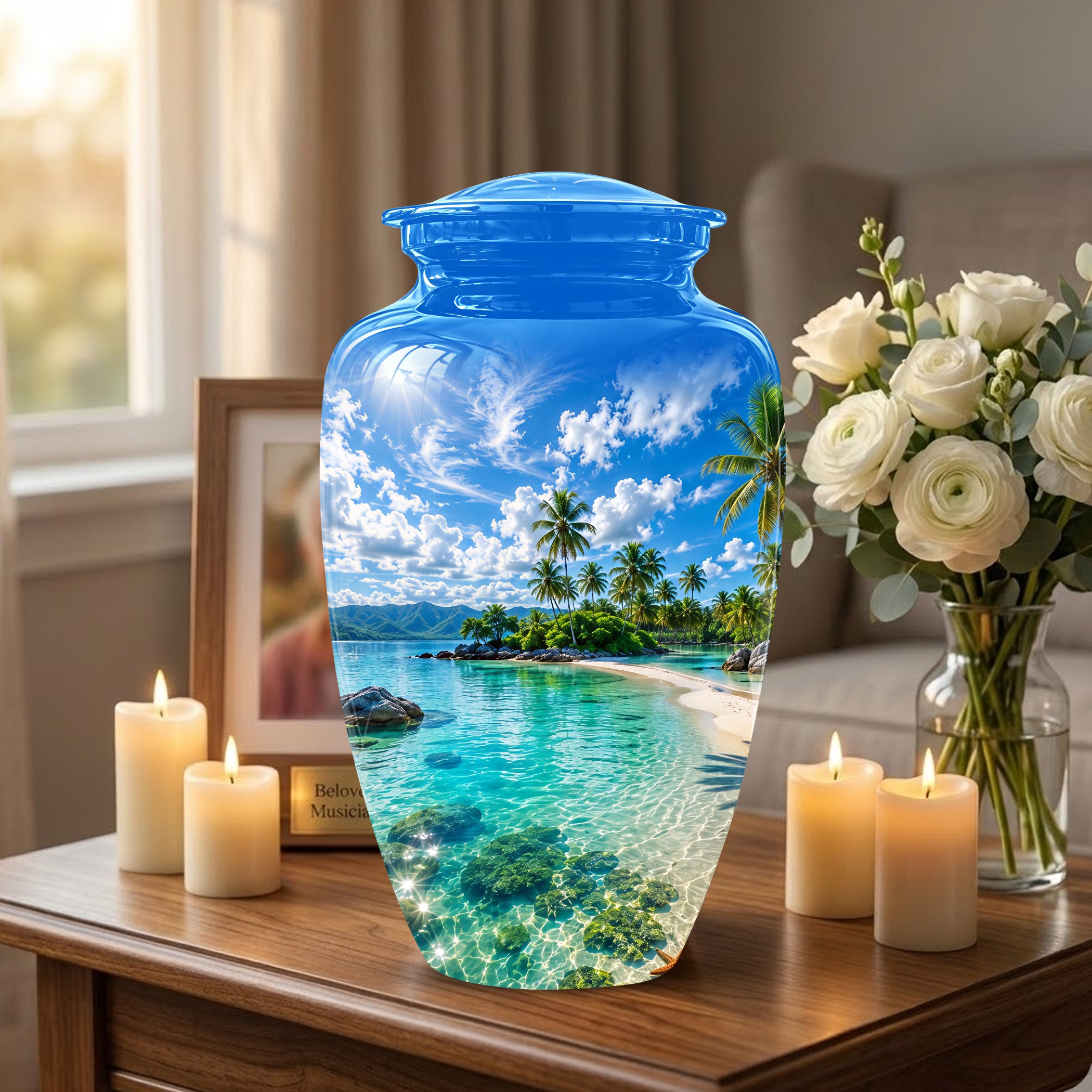 Beach Themed Burial Urn - Personalized Cremation Urns For Human Ashes