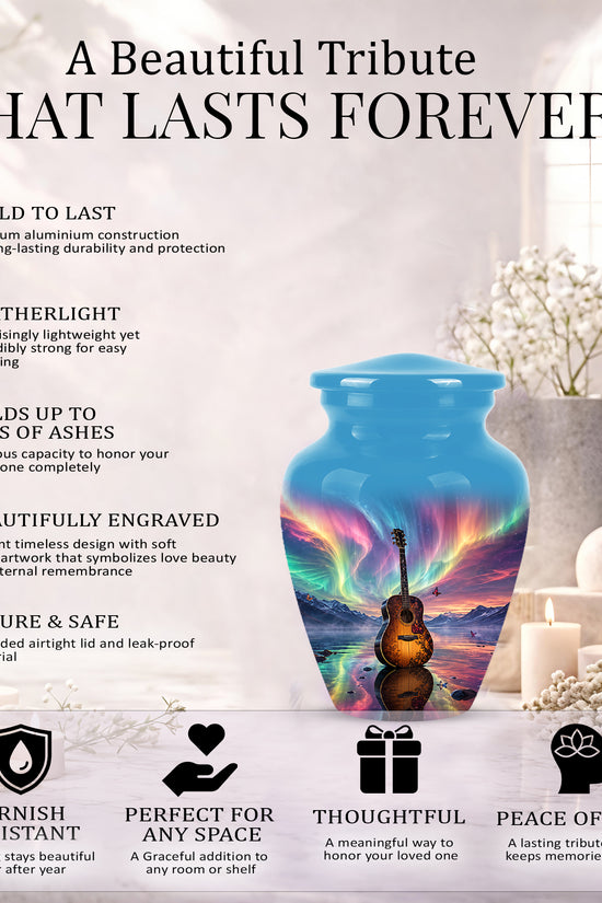 Guitar Aurora Borealis Urn - Classic Memorial Urns For Music Lovers