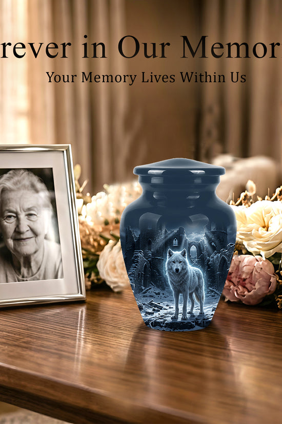Night Wolf Memorial Urn - Moonlight Funeral Urns For Men & Women Ashes