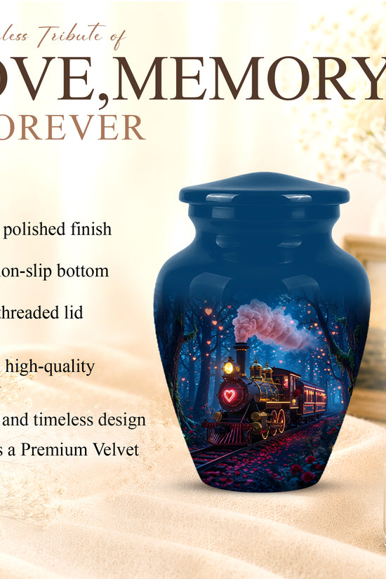 Vintage Train Cremation Urn - Steam Engine Memorial Urns For Ashes