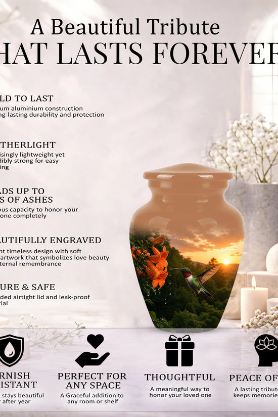 Hummingbird Memorial Urn - Custom Sunset Scenic Urns For Human Ashes