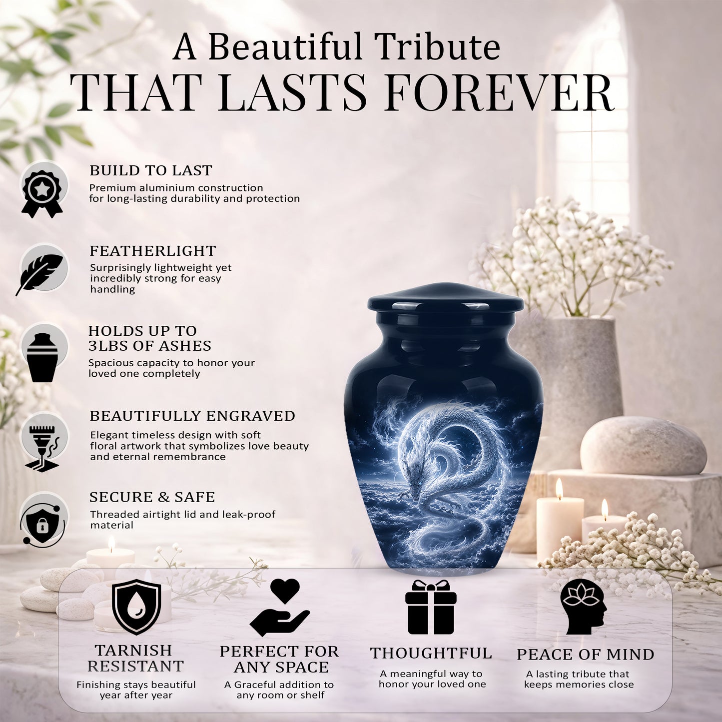 Dragon Cremation Urn - Unique Custom Memorial Urn For Human Ashes