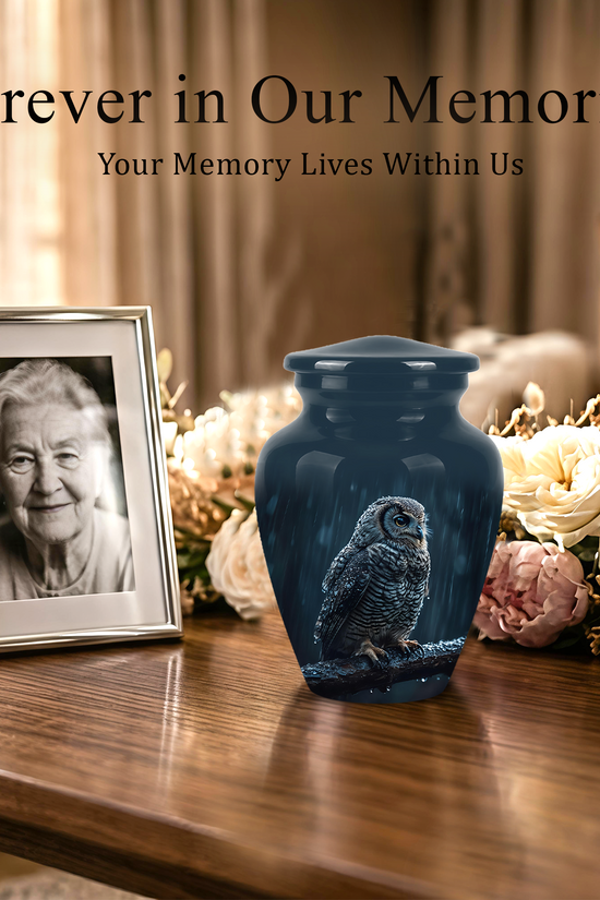 Snowy Owl Cremation Urn - Night Owl Burial Urns For Human Ashes