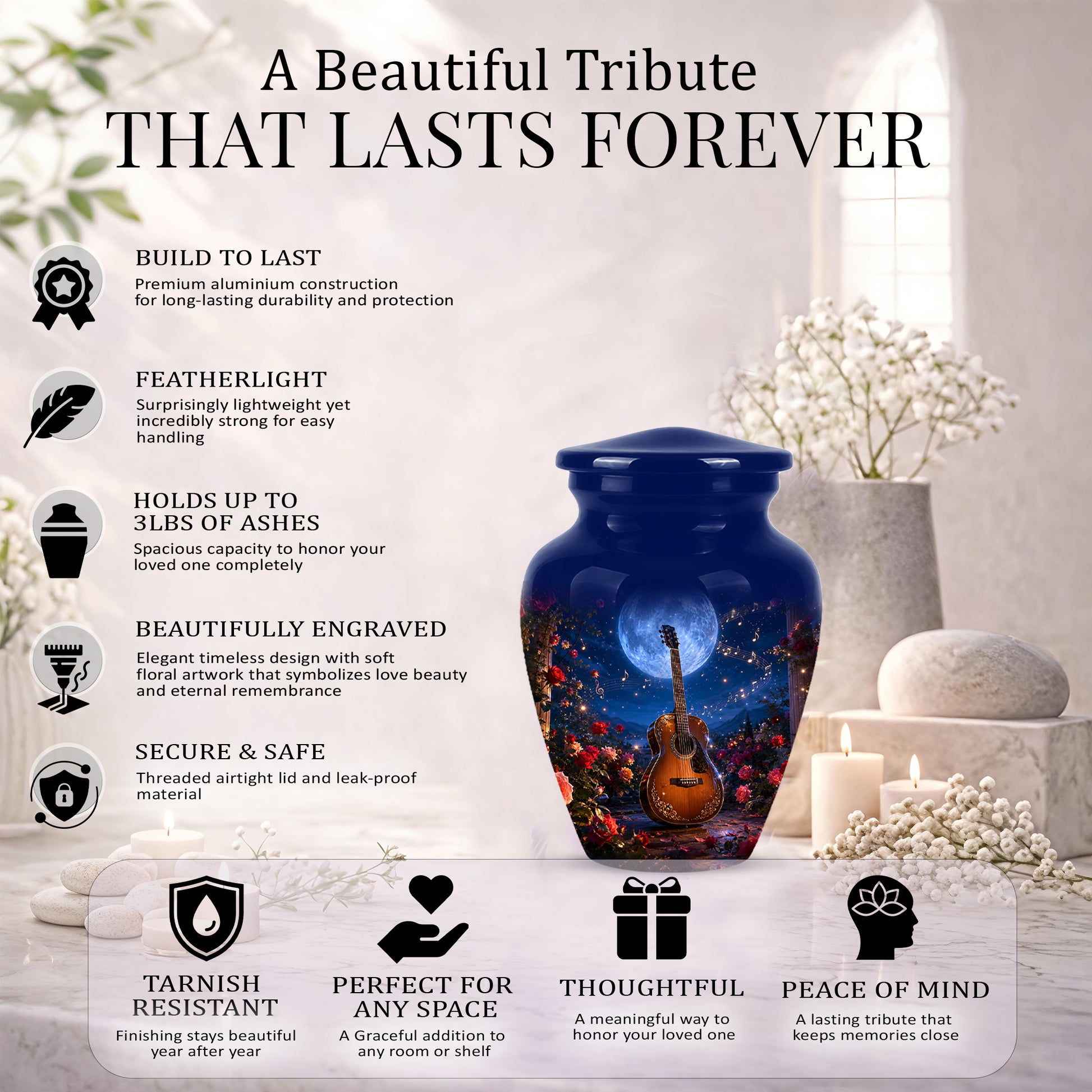 Guitar Memorial Urn - Personalized Cremation Urns For Men&Women Ashes