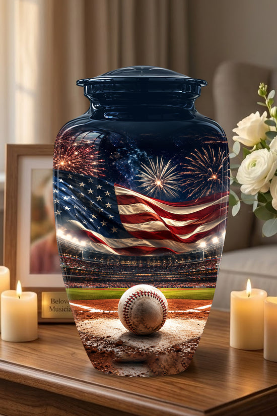 Patriotic Baseball Cremation Urn - Personalized Memorial Urns For Athletes
