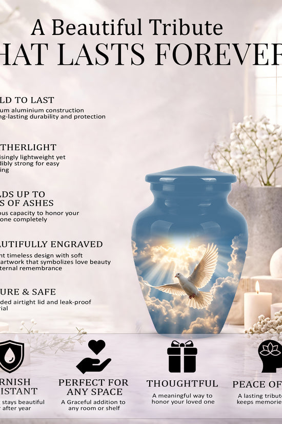 White Dove Bird Themed Urn - Custom Handcrafted Memorial Urns For Ashes
