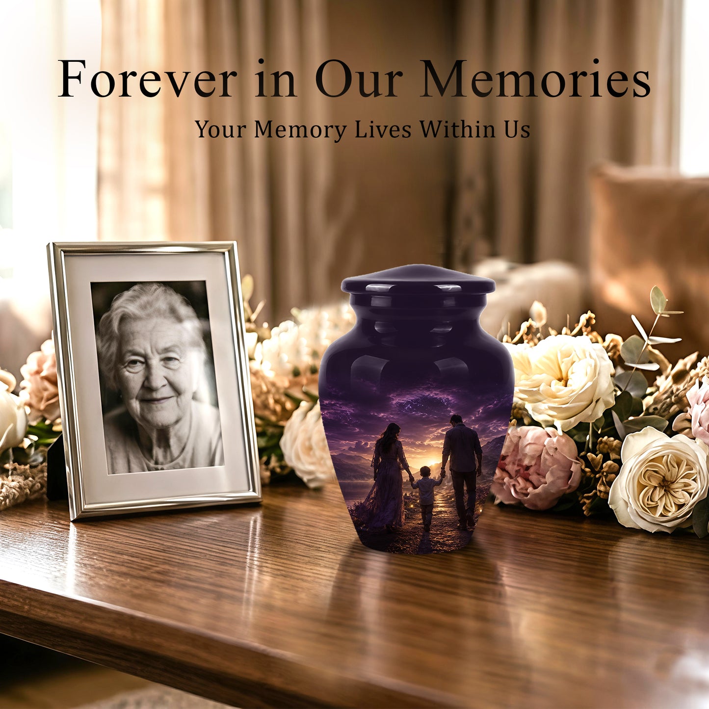 Father, Son & Mother Memorial Urn - Artistic Burial Urns For Human Ashes