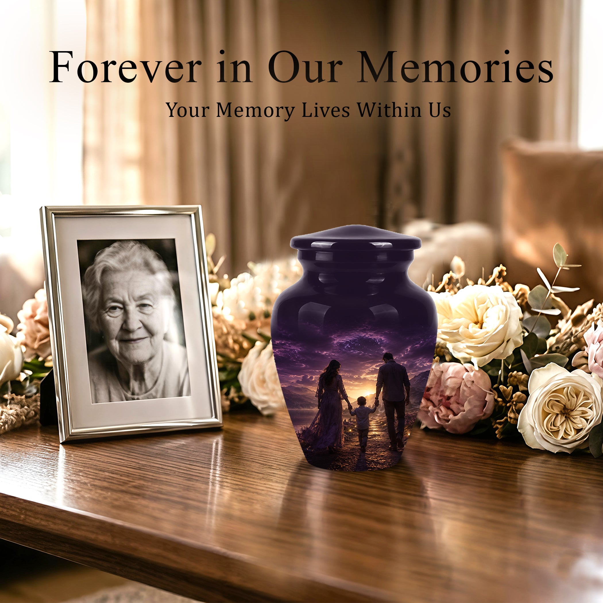 Father, Son & Mother Memorial Urn - Artistic Burial Urns For Human Ashes
