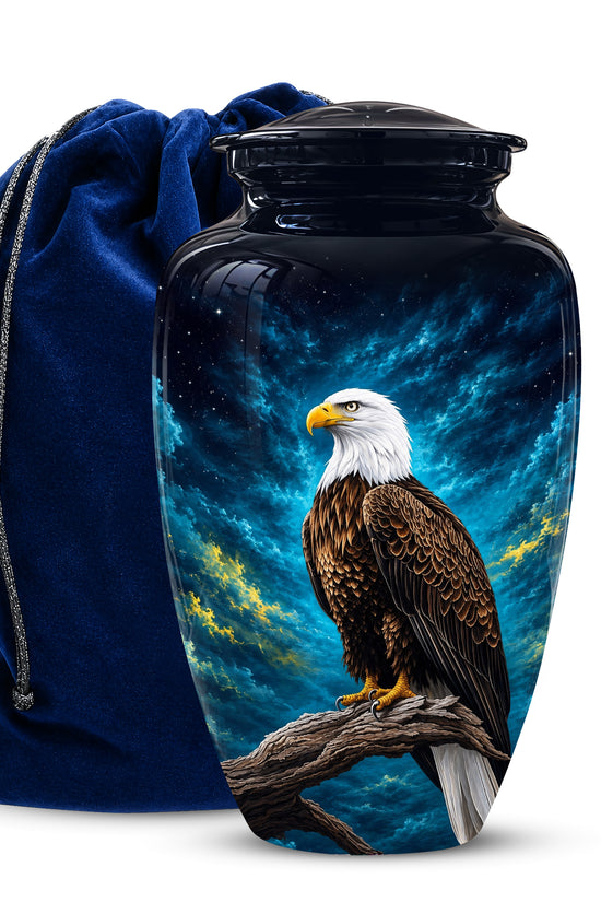 Cosmic Bald Eagle Cremation Urn - Decorative Memorial Urns For Human Ashes