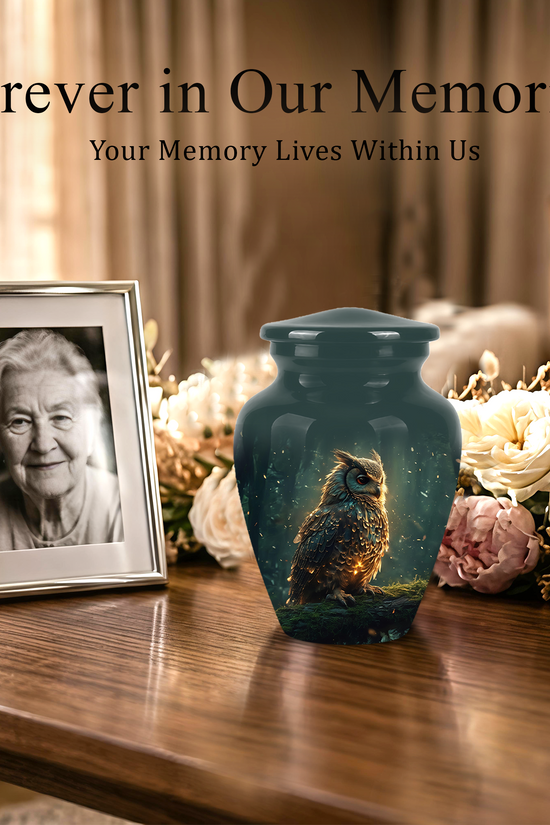 Mystical Owl Cremation Urn - Green Burial Urns For Human Ashes
