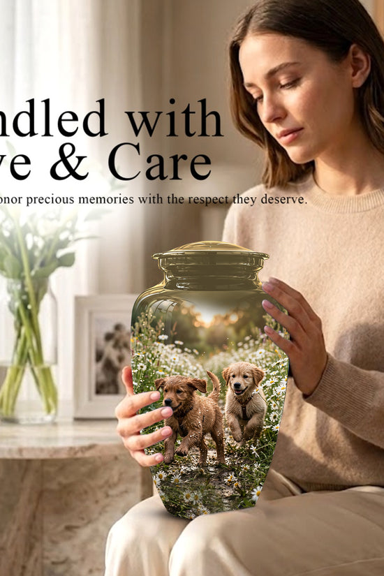Playful Dog Puppy Urn - Personalized Memorial Urns For Pet Ashes