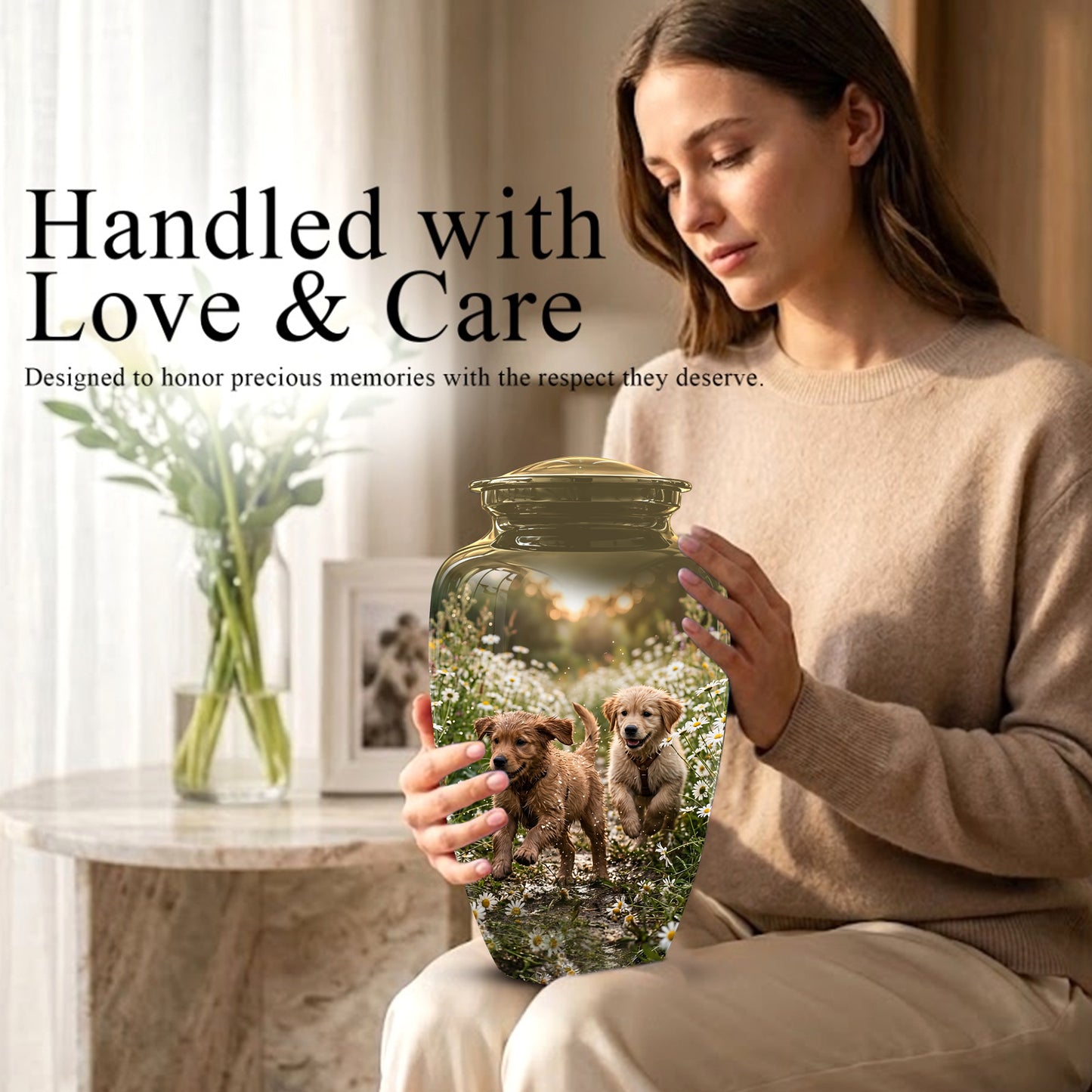 Playful Dog Puppy Urn - Personalized Memorial Urns For Pet Ashes