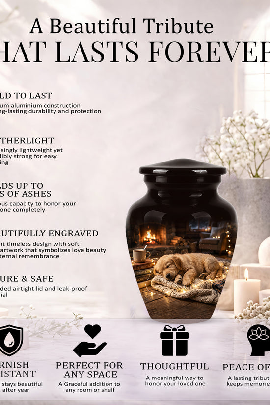 Dog Puppy Cremation Urn - Resting Eternal Memorial Urns For Pet Ashes