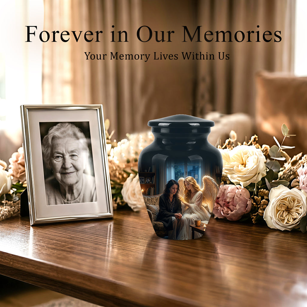 Black Angel Burial Urns - Personalized Memorial Urns For Mother Ashes