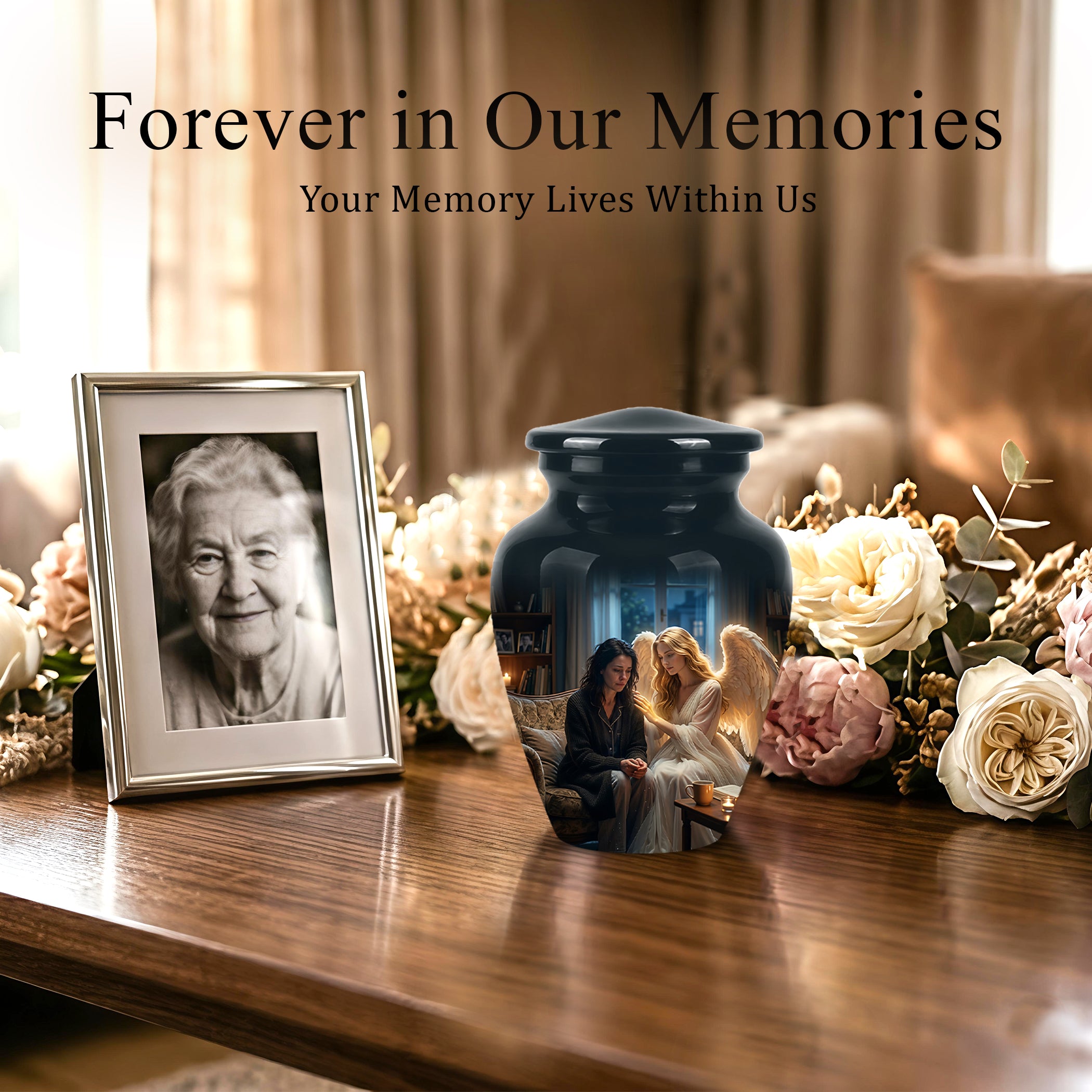 Black Angel Burial Urns - Personalized Memorial Urns For Mother Ashes