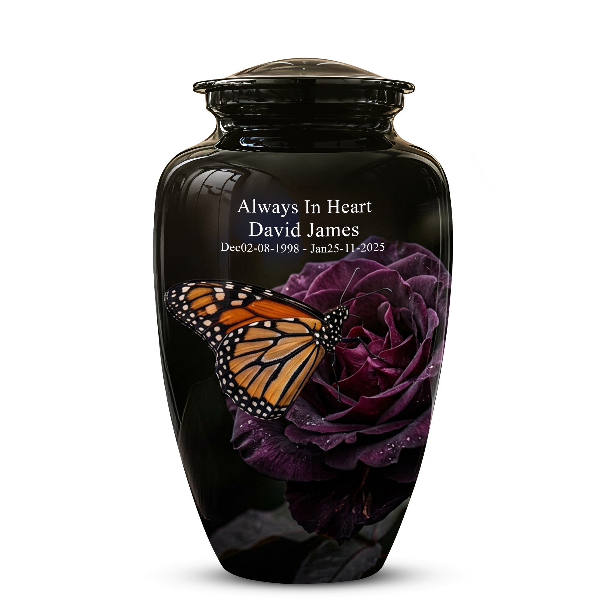 Yellow Butterfly On Purple Flower - Beautiful Burial Urns For Mom Ashes